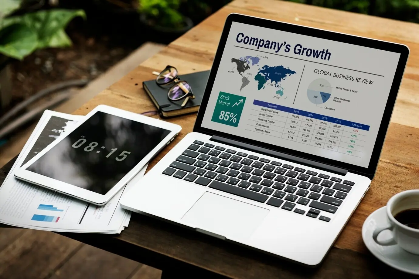 Global business concept of working digitally on a laptop.