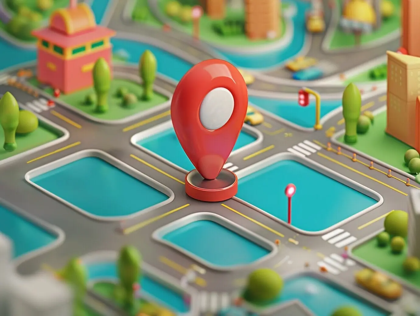 3D cartoon location pin